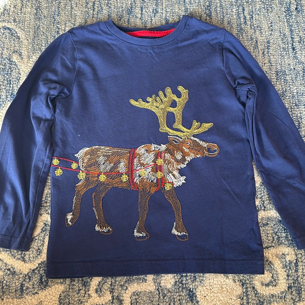 Mini Boden reindeer with Santa sleigh boys size 5/6
